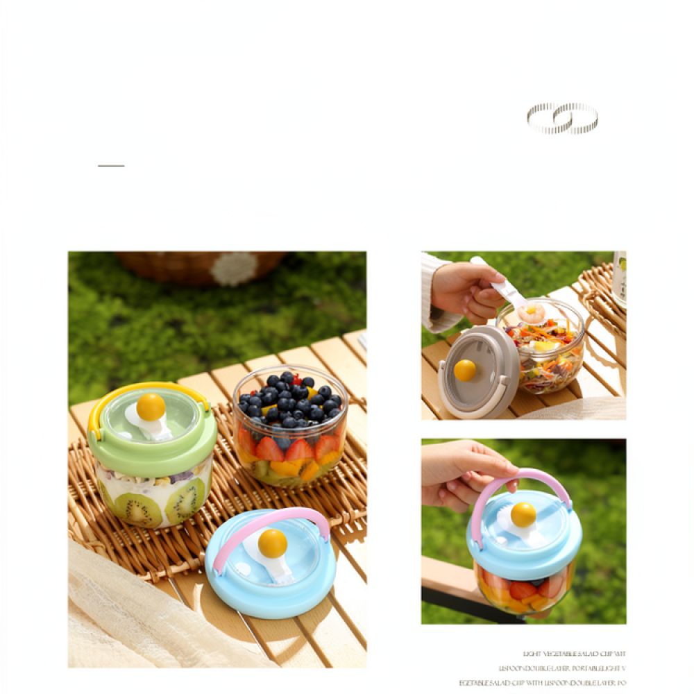 Healthy Snacks Food - 세련된 디자인의 휴대용 샐러드 용기, 손잡이가