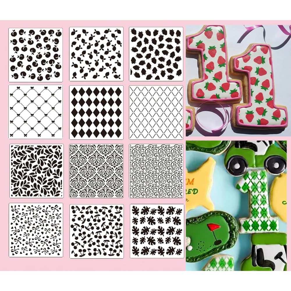 12팩 쿠키 스텐실 세트 꽃무늬 과일 기하학적 재사용  - Cookies Pack 리뷰 및 가격