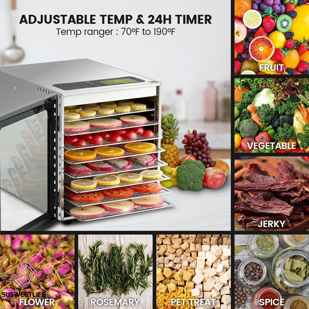 대용량 8 트레이 식품 탈수기 500W DIY 애완 동 - Healthy Snacks Food 리뷰 및 가격
