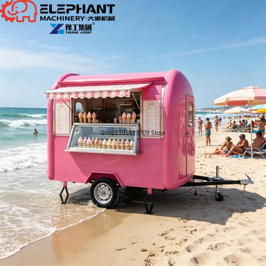 거리 노점용 원형 푸드 트레일러, 세련된 곡선형 스낵바 - Food Snacks Catering 리뷰 및 가격